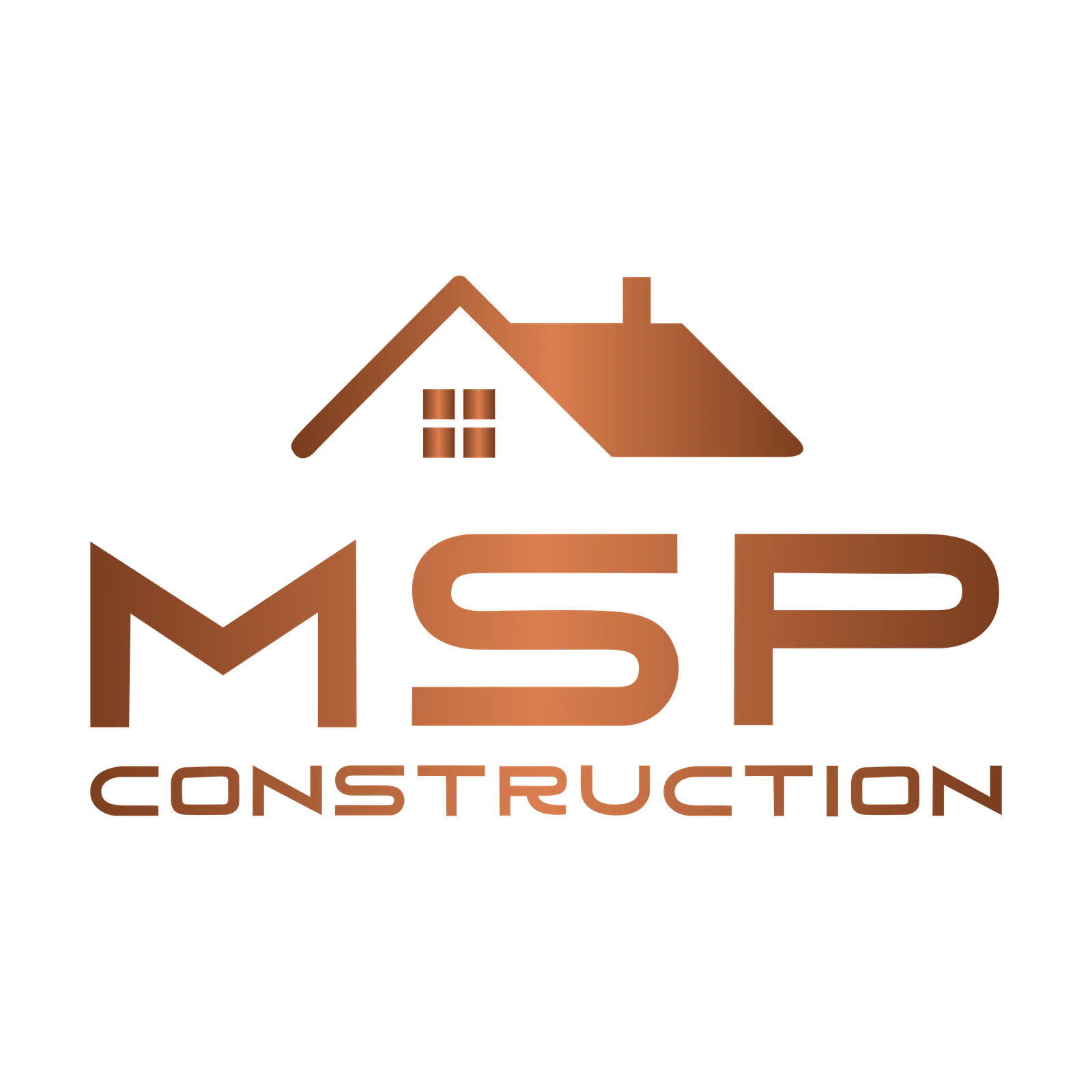 MSP Construction logo with house icon and brown lettering