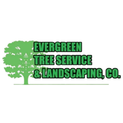 Green tree silhouette logo with bold text for tree service and landscaping company